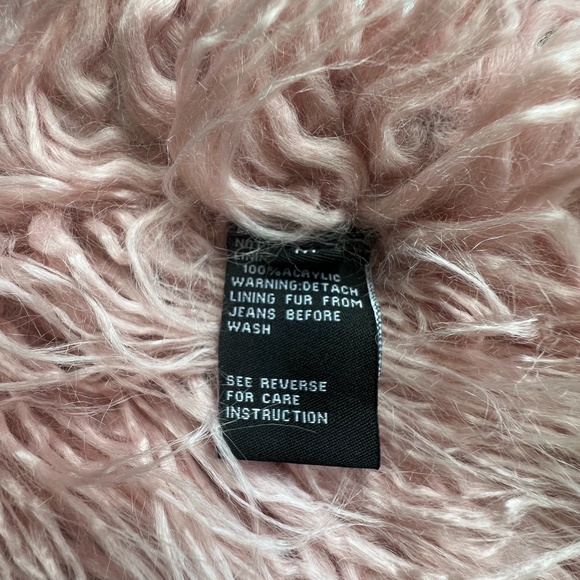 Shaci Fur Jacket Black Jean Jacket Pink Faux Fur - Picture 11 of 16